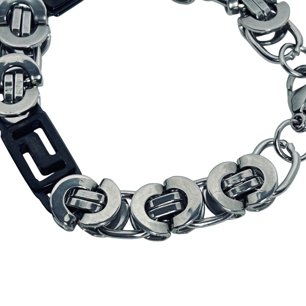 Vintage Chunky Stainless Steel Woman's Byzantine Box Link Bracelet 8” (5919) - Picture 6 of 7